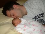Olivia napping with Daddy