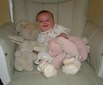 Olivia with bunnies (including slippers)